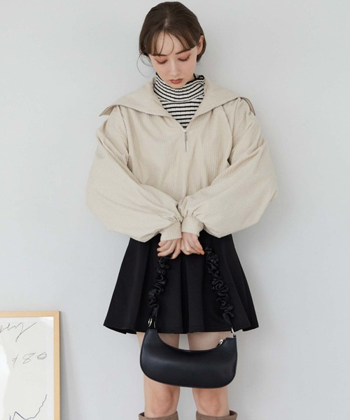 archives(アルシーヴ)の「ギャザーハンドルHOBOバッグ(ハンドバッグ・レディース・ブラック/グレイッシュベージュ/グリーン系その他・FREE)」の7枚目の写真