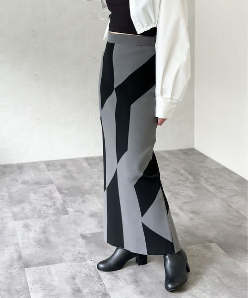 Per sist ence(パーシエンス)の「Per sist ence/パーシエンス 総柄ジャガードスカート(スカート・レディース・グレー/ブラック/ブラック系2/チャコールグレー/ホワイト系/ブラック系1/グレー系1/ベージュ/チャコールグレー×ブラック/ホワイト系2/ホワイト系3/ブラック系3/グレー系2/ベージュ系2/グレー系3/ブラック系4・FREE)」の11枚目の写真