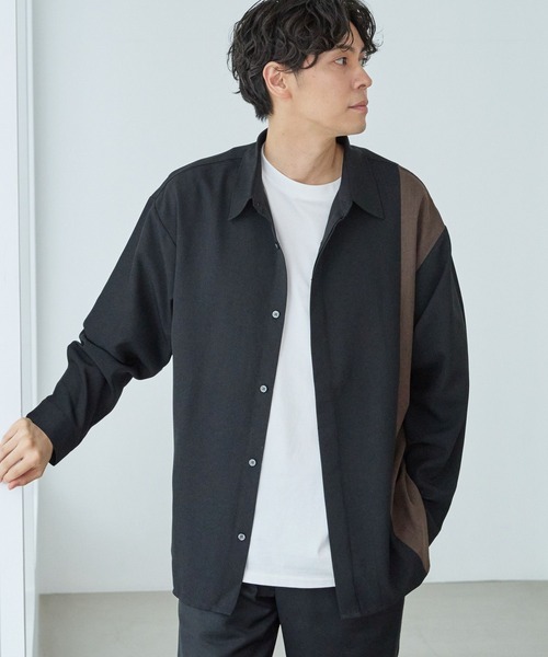 LAKOLE（ラコレ）の「PEツイルヒヨク切替長袖シャツ / 966764（シャツ/ブラウス・メンズ・ロイヤルブルー/ライトグレー/ブラック・LARGE/MEDIUM）」の2枚目の写真