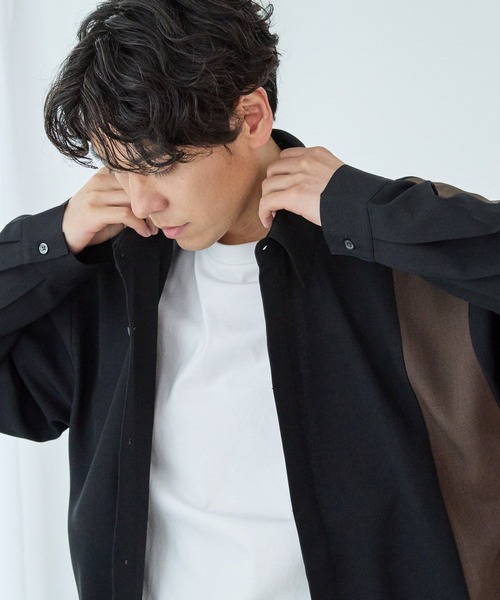 LAKOLE（ラコレ）の「PEツイルヒヨク切替長袖シャツ / 966764（シャツ/ブラウス・メンズ・ロイヤルブルー/ライトグレー/ブラック・LARGE/MEDIUM）」の5枚目の写真