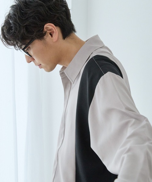 LAKOLE（ラコレ）の「PEツイルヒヨク切替長袖シャツ / 966764（シャツ/ブラウス・メンズ・ロイヤルブルー/ライトグレー/ブラック・LARGE/MEDIUM）」の9枚目の写真