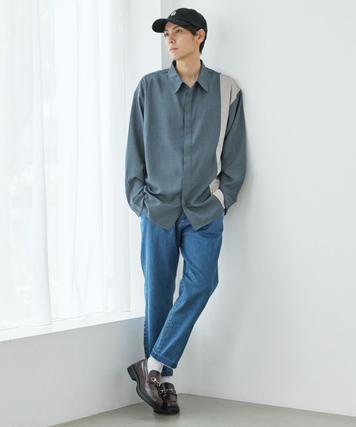 LAKOLE（ラコレ）の「PEツイルヒヨク切替長袖シャツ / 966764（シャツ/ブラウス・メンズ・ロイヤルブルー/ライトグレー/ブラック・LARGE/MEDIUM）」の10枚目の写真