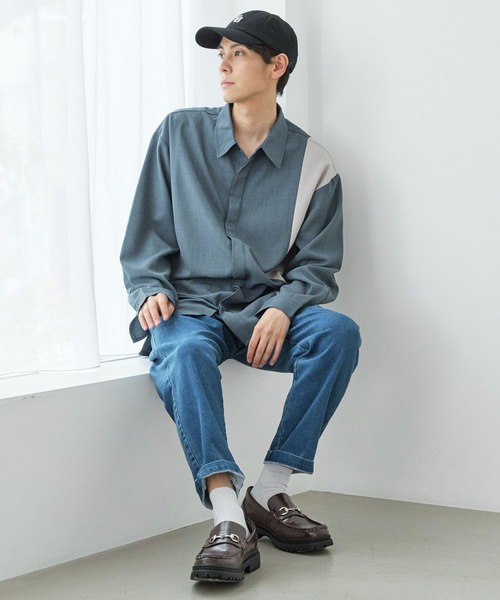 LAKOLE（ラコレ）の「PEツイルヒヨク切替長袖シャツ / 966764（シャツ/ブラウス・メンズ・ロイヤルブルー/ライトグレー/ブラック・LARGE/MEDIUM）」の12枚目の写真