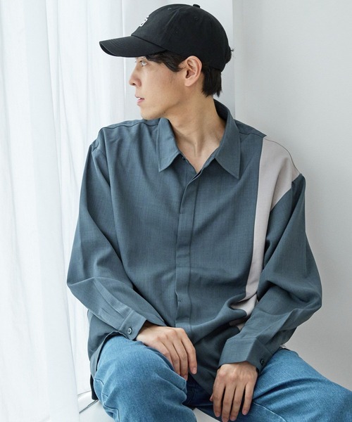 LAKOLE（ラコレ）の「PEツイルヒヨク切替長袖シャツ / 966764（シャツ/ブラウス・メンズ・ロイヤルブルー/ライトグレー/ブラック・LARGE/MEDIUM）」の13枚目の写真