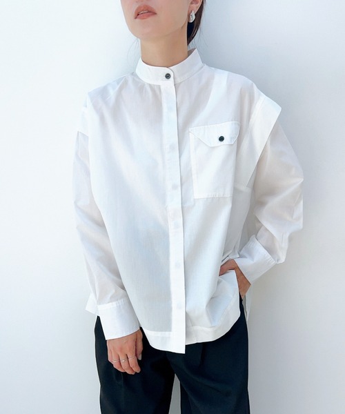 y/m(イム)の「切り替えデザインポケットシャツ(シャツ/ブラウス・レディース・ホワイト・FREE)」の2枚目の写真