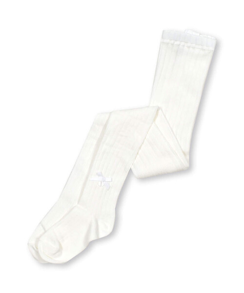 Tartine et Chocolat(タルティーヌエショコラ)の「【日本製】【お揃い】リボンチャームタイツ(80~140cm)(タイツ/ストッキング・キッズ・ネイビー/オフホワイト・L/S/XS/M)」の2枚目の写真