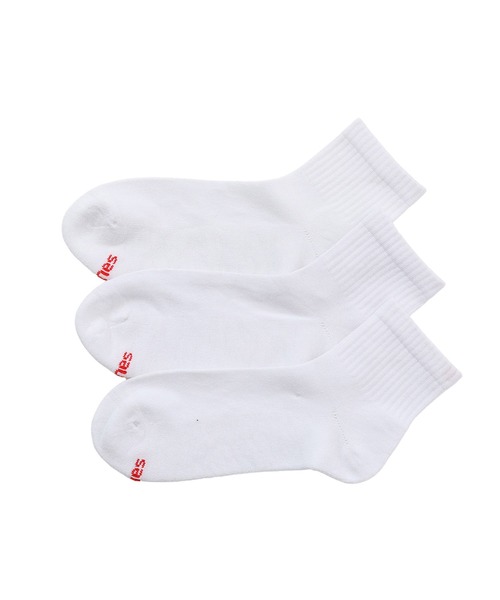 HANES（ヘインズ）の「【Hanes/ヘインズ】メンズ 【3足組】フルレングスリブソックス【ノンパイル】（ソックス/靴下・メンズ・ホワイト/ブラック・MEDIUM）」の2枚目の写真
