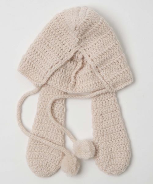 WEGO（ウィゴー）の「WEGO/ウサミミバラクラバ（ニットキャップ/ビーニー・レディース・オフホワイト/ブラック・FREE）」の5枚目の写真