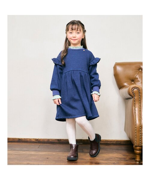 apres les cours（アプレレクール）の「【洗えるニット】お花フリルリブニット（ニット/セーター・キッズ・アイボリー/ブラック/ブルー/ミント・110/80/130/100/140/90/120）」の7枚目の写真
