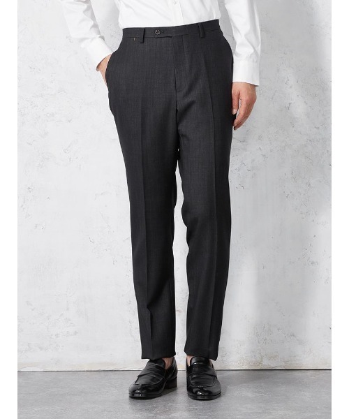 セール】EDWIN ウール混デニムライク テーパードパンツ ブラック