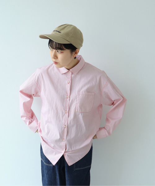 PAR ICI（パーリッシィ）の「ストライプ ちび襟シャツ（シャツ/ブラウス・レディース・その他/グリーン/レッド・FREE）」の2枚目の写真