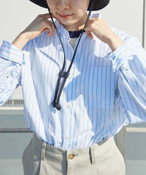 PAR ICI（パーリッシィ）の「ストライプ ちび襟シャツ（シャツ/ブラウス・レディース・その他/グリーン/レッド・FREE）」の4枚目の写真