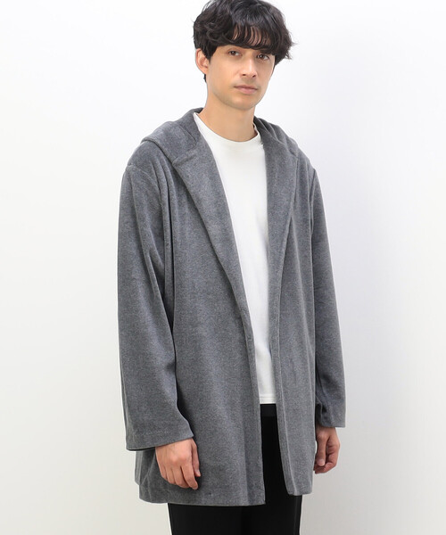 【未使用に近い/送料込み】COMME CA ISM ベロアフリース カーディガン セール】ベロアフリース カーディガン（カーディガン/ボレロ