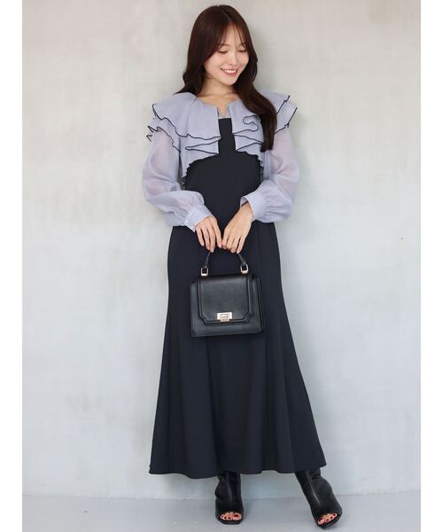 MERCURYDUO(マーキュリーデュオ)の「ボリュームラッフル配色ドッキングワンピース(ワンピース・レディース・インディゴブルー/ベージュ/チャコールグレー・SMALL/MEDIUM)」の22枚目の写真