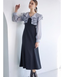 MERCURYDUO | ボリュームラッフル配色ドッキングワンピース(ワンピース)