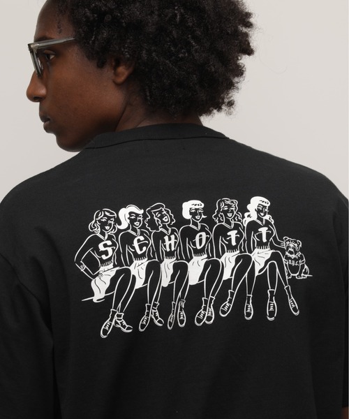 schott(ショット)の「Schott/ショット/T-SHIRT "GIRLS WITH BULLDOG”/Tシャツ "ガールズ ウィズ ブルドッグ"(Tシャツ/カットソー・メンズ・ホワイト/ブラック・XL/L/M/S)」の1枚目の写真