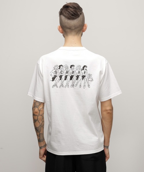 schott(ショット)の「Schott/ショット/T-SHIRT "GIRLS WITH BULLDOG”/Tシャツ "ガールズ ウィズ ブルドッグ"(Tシャツ/カットソー・メンズ・ホワイト/ブラック・XL/L/M/S)」の8枚目の写真
