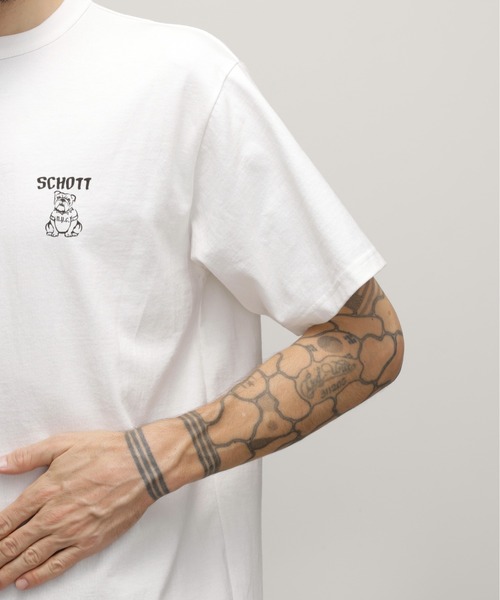 schott(ショット)の「Schott/ショット/T-SHIRT "GIRLS WITH BULLDOG”/Tシャツ "ガールズ ウィズ ブルドッグ"(Tシャツ/カットソー・メンズ・ホワイト/ブラック・XL/L/M/S)」の10枚目の写真