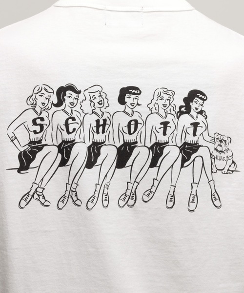 schott(ショット)の「Schott/ショット/T-SHIRT "GIRLS WITH BULLDOG”/Tシャツ "ガールズ ウィズ ブルドッグ"(Tシャツ/カットソー・メンズ・ホワイト/ブラック・XL/L/M/S)」の12枚目の写真