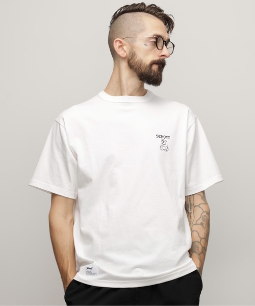 schott(ショット)の「Schott/ショット/T-SHIRT "GIRLS WITH BULLDOG”/Tシャツ "ガールズ ウィズ ブルドッグ"(Tシャツ/カットソー・メンズ・ホワイト/ブラック・XL/L/M/S)」の4枚目の写真