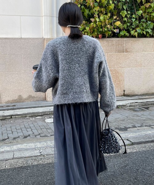 fredy emue（フレディエミュ）の「チュールキャミワンピース＋ニットカーディガンセット（ワンピース・レディース・グレー/ブラック・36/38）」の19枚目の写真