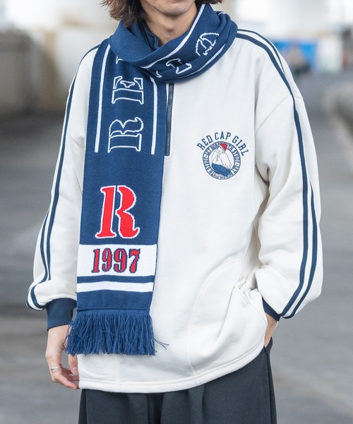 Red Cap Girl（レッドキャプガール）の「【a-r】〔RedCapGirl/レッドキャップガール〕サイドライン ワンポイント刺繍 ハーフジップ（スウェット・メンズ・ネイビー/アイボリー/ブラック・LARGE/MEDIUM/X-LARGE）」の2枚目の写真