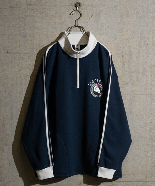 Red Cap Girl（レッドキャプガール）の「【a-r】〔RedCapGirl/レッドキャップガール〕サイドライン ワンポイント刺繍 ハーフジップ（スウェット・メンズ・ネイビー/アイボリー/ブラック・LARGE/MEDIUM/X-LARGE）」の6枚目の写真