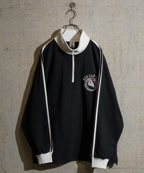 Red Cap Girl（レッドキャプガール）の「【a-r】〔RedCapGirl/レッドキャップガール〕サイドライン ワンポイント刺繍 ハーフジップ（スウェット・メンズ・ネイビー/アイボリー/ブラック・LARGE/MEDIUM/X-LARGE）」の5枚目の写真