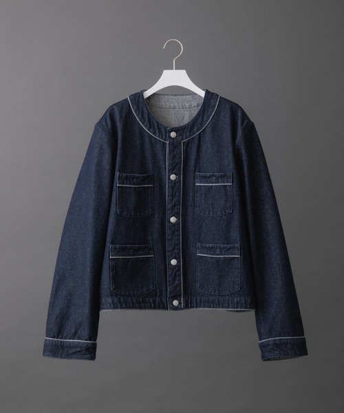 ADAM ET ROPE'(アダムエロペ)の「デニム カラーレス ルーズ ジャケット(デニムジャケット・メンズ・ブルー系その他6/ネイビー・L/M)」の1枚目の写真