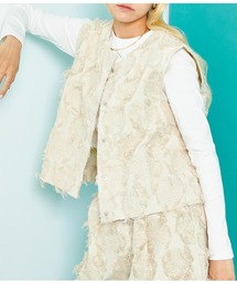 Settimissimo | フリンジ ジャガード フロントボタン ジレ ベスト(ベスト)