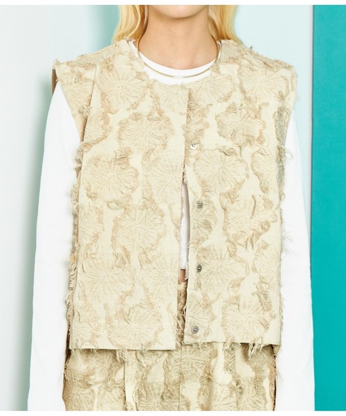 Settimissimo（セッティミッシモ）の「フリンジ ジャガード フロントボタン ジレ ベスト（ベスト・レディース・ブラック/アイボリー・FREE）」の17枚目の写真