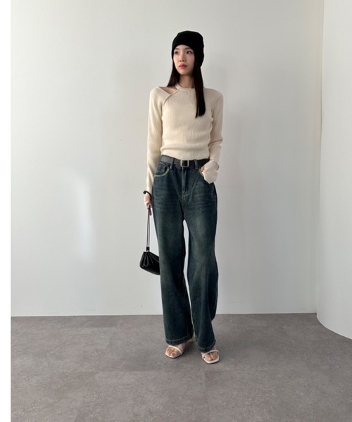 DRWCYS(ドロシーズ)の「ワイドストレートデニムパンツ(デニムパンツ・レディース・ネイビー・FREE/SMALL)」の8枚目の写真