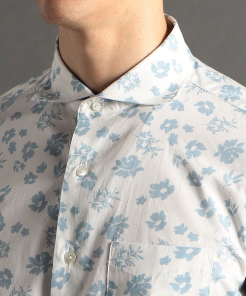 MONSIEUR NICOLE（ムッシュニコル）の「【ex/tra】フラワープリント カッタウェイカラーシャツ（シャツ/ブラウス・メンズ・ホワイト/サックスブルー/ブラック・X-LARGE/LARGE/MEDIUM/SMALL）」の6枚目の写真
