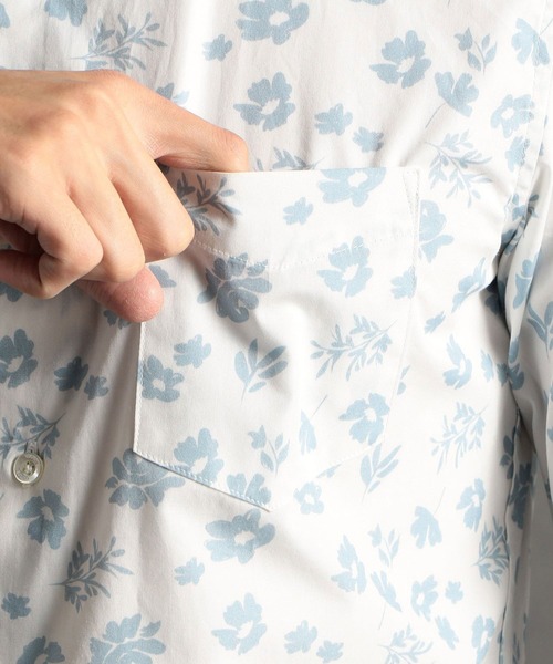 MONSIEUR NICOLE（ムッシュニコル）の「【ex/tra】フラワープリント カッタウェイカラーシャツ（シャツ/ブラウス・メンズ・ホワイト/サックスブルー/ブラック・X-LARGE/LARGE/MEDIUM/SMALL）」の7枚目の写真