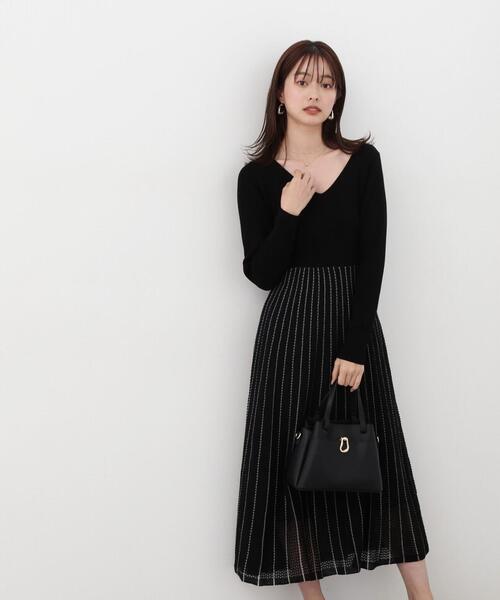 PROPORTION BODY DRESSING（プロポーションボディドレッシング）の「レース編みニットワンピース / 1214140317（ワンピース・レディース・グレー/ブラック・SMALL/MEDIUM）」の4枚目の写真