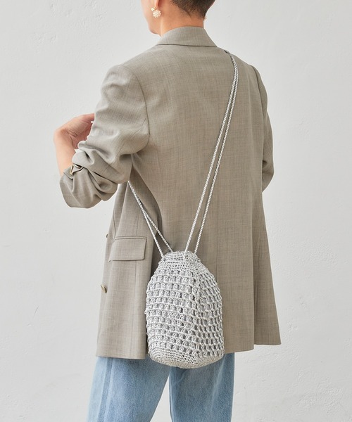 Actually（アクチュアリー）の「メタリックコードヤーン 巾着バッグ（ショルダーバッグ・レディース・ブラック/ブルー/シルバー・フリー）」の11枚目の写真