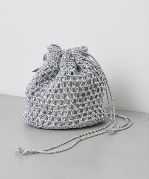 Actually（アクチュアリー）の「メタリックコードヤーン 巾着バッグ（ショルダーバッグ・レディース・ブラック/ブルー/シルバー・フリー）」の13枚目の写真