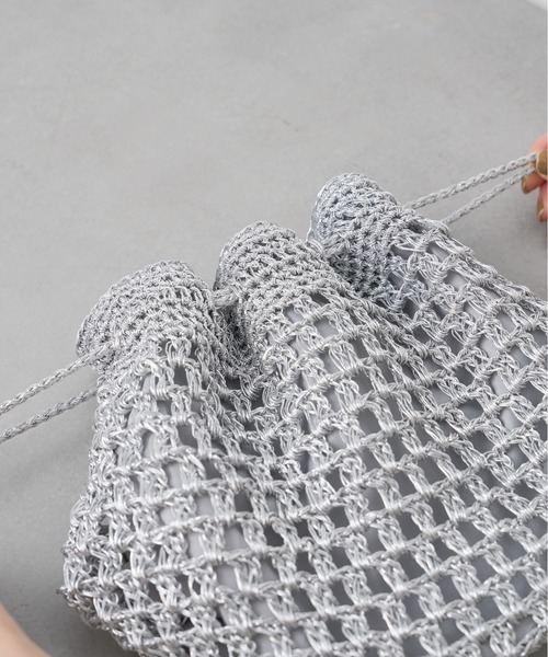 Actually（アクチュアリー）の「メタリックコードヤーン 巾着バッグ（ショルダーバッグ・レディース・ブラック/ブルー/シルバー・フリー）」の16枚目の写真