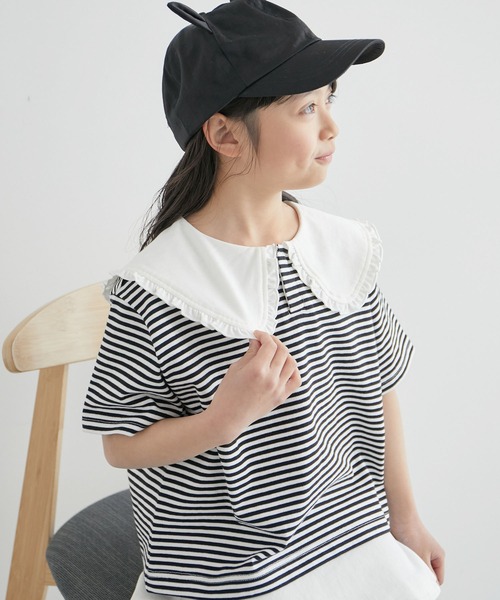 ROPE' PICNIC(ロペピクニック)の「【KIDS】ビックカラーボーダーTEE/リンクコーデ(Tシャツ/カットソー・キッズ・ブラック系その他/ブラック・150/140/130/120/110)」の21枚目の写真