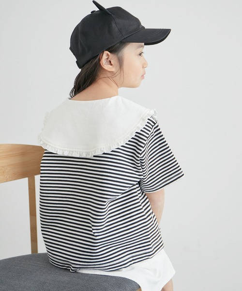 ROPE' PICNIC(ロペピクニック)の「【KIDS】ビックカラーボーダーTEE/リンクコーデ(Tシャツ/カットソー・キッズ・ブラック系その他/ブラック・150/140/130/120/110)」の22枚目の写真