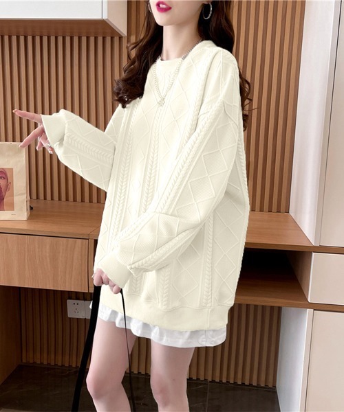 Miniministore(ミニミニストア)の「重ね着風トレーナー レディーススウェット(スウェット・レディース・アイボリー系1/アイボリー系2/ピンク系1/ピンク系2・FREE)」の4枚目の写真