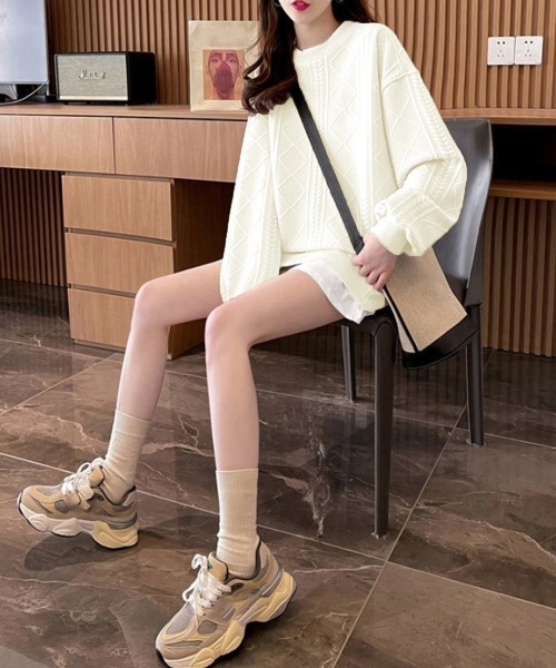 Miniministore(ミニミニストア)の「重ね着風トレーナー レディーススウェット(スウェット・レディース・アイボリー系1/アイボリー系2/ピンク系1/ピンク系2・FREE)」の6枚目の写真