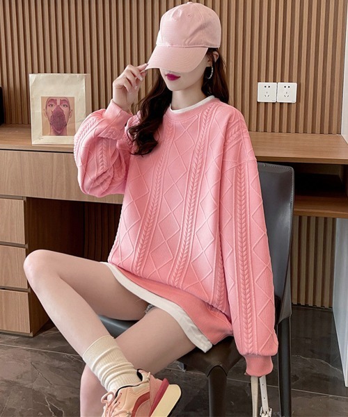 Miniministore(ミニミニストア)の「重ね着風トレーナー レディーススウェット(スウェット・レディース・アイボリー系1/アイボリー系2/ピンク系1/ピンク系2・FREE)」の9枚目の写真