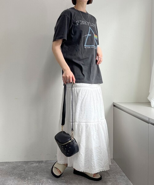 fredy emue（フレディエミュ）の「コットンレースティアードスカート（スカート・レディース・チャコールグレー/オフホワイト・38/36）」の4枚目の写真