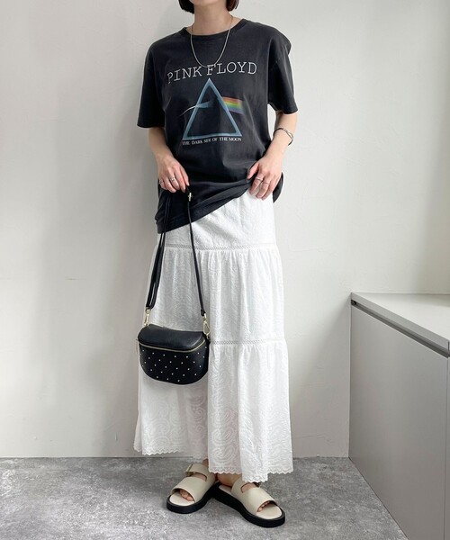 fredy emue（フレディエミュ）の「コットンレースティアードスカート（スカート・レディース・チャコールグレー/オフホワイト・38/36）」の6枚目の写真