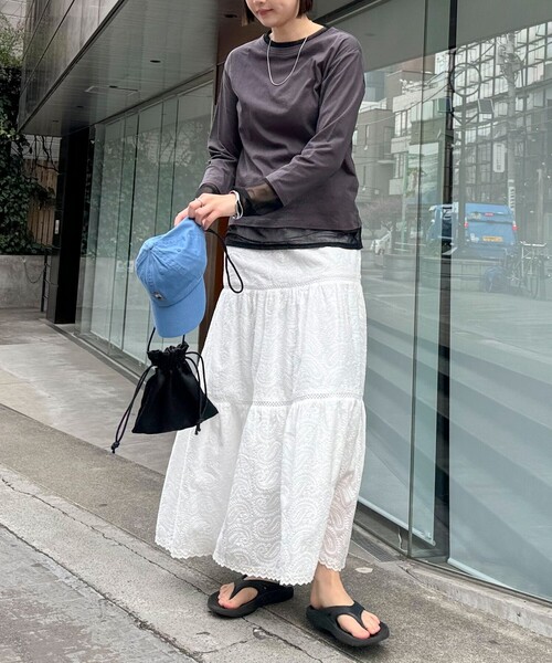 fredy emue（フレディエミュ）の「コットンレースティアードスカート（スカート・レディース・チャコールグレー/オフホワイト・38/36）」の11枚目の写真