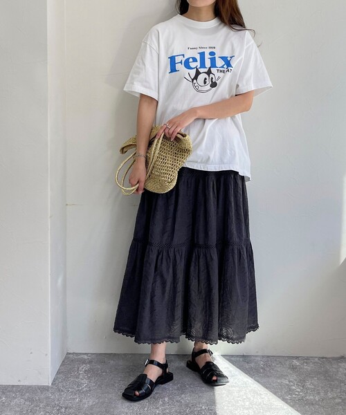 fredy emue（フレディエミュ）の「コットンレースティアードスカート（スカート・レディース・チャコールグレー/オフホワイト・38/36）」の14枚目の写真