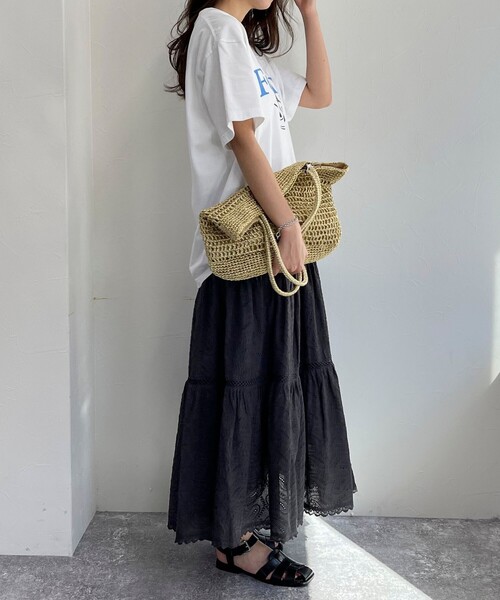 fredy emue（フレディエミュ）の「コットンレースティアードスカート（スカート・レディース・チャコールグレー/オフホワイト・38/36）」の15枚目の写真