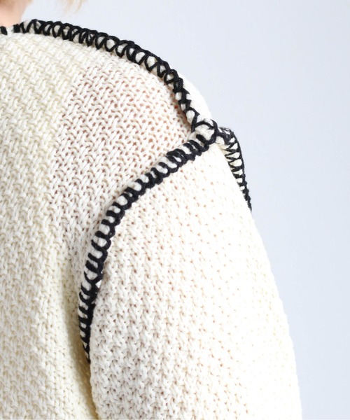 cepo（セポ）の「クロシェライン ボレロカーディガン（カーディガン/ボレロ・レディース・ライム/サックスブルー/オフホワイト・M）」の16枚目の写真