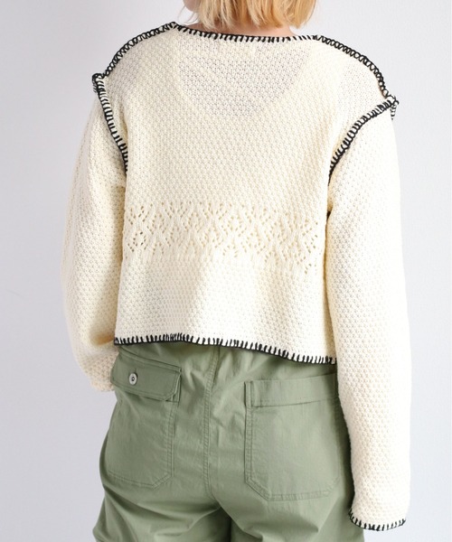 cepo（セポ）の「クロシェライン ボレロカーディガン（カーディガン/ボレロ・レディース・ライム/サックスブルー/オフホワイト・M）」の8枚目の写真